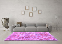 Machine Washable Southwestern Purple Country Area Rugs in a Living Room, wshcon2238pur