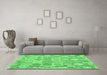 Machine Washable Southwestern Emerald Green Country Area Rugs in a Living Room,, wshcon2238emgrn