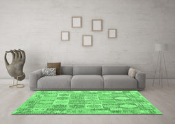Machine Washable Southwestern Emerald Green Country Area Rugs in a Living Room,, wshcon2238emgrn