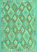 Machine Washable Southwestern Turquoise Country Area Rugs, wshcon2239turq