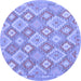 Round Machine Washable Southwestern Blue Country Rug, wshcon2239blu