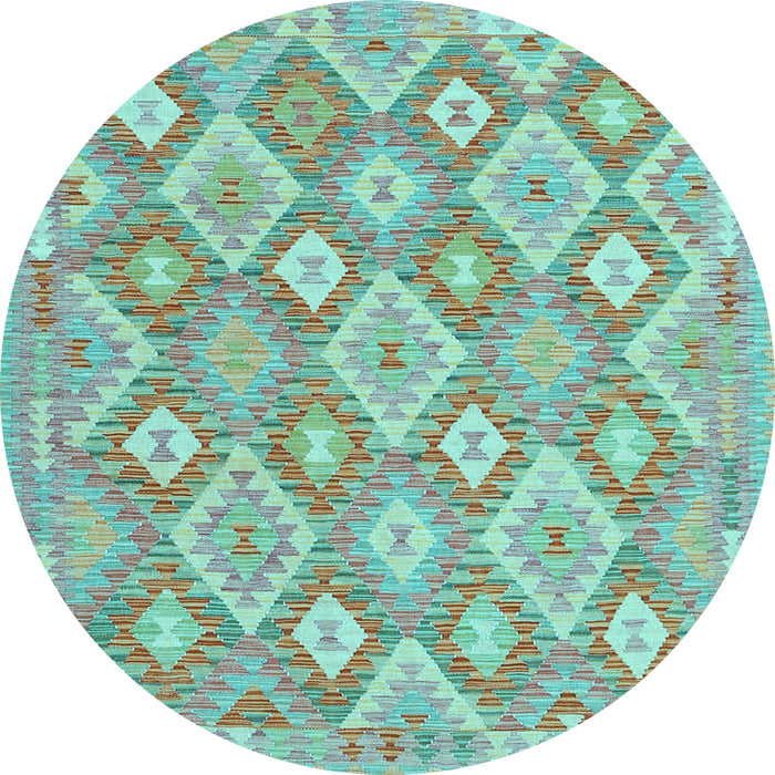 Round Southwestern Light Blue Country Rug, con2239lblu