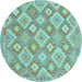 Round Southwestern Light Blue Country Rug, con2239lblu