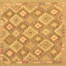 Square Machine Washable Southwestern Brown Country Rug, wshcon2239brn