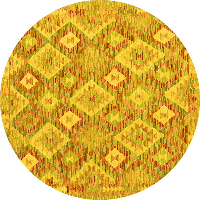 Round Southwestern Yellow Country Rug, con2239yw
