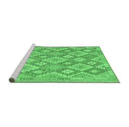 Sideview of Machine Washable Southwestern Emerald Green Country Area Rugs, wshcon2239emgrn