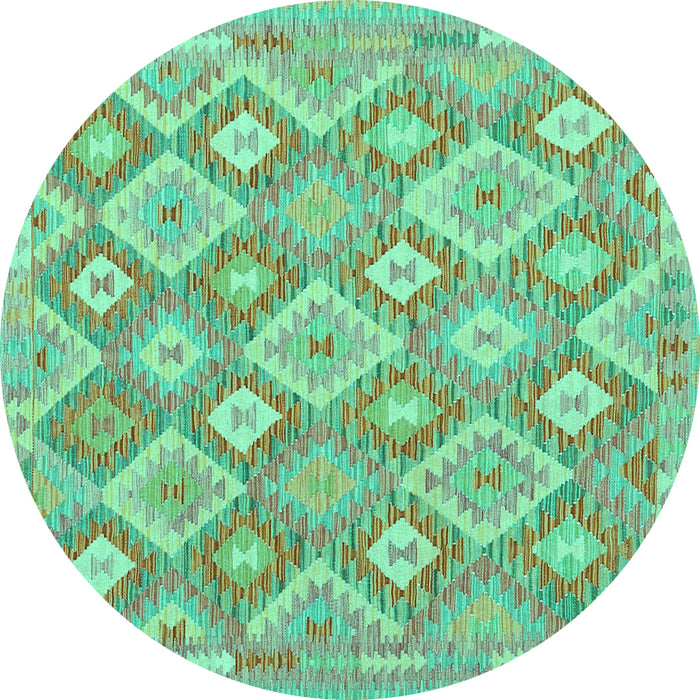 Round Southwestern Turquoise Country Rug, con2239turq