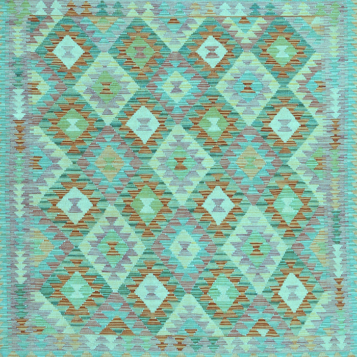 Square Southwestern Light Blue Country Rug, con2239lblu