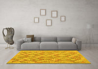 Machine Washable Southwestern Yellow Country Rug, wshcon2239yw