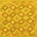 Square Machine Washable Southwestern Yellow Country Rug, wshcon2239yw