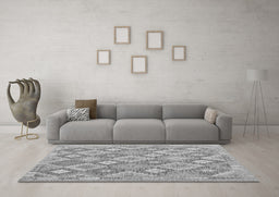Machine Washable Southwestern Gray Country Rug in a Living Room,, wshcon2239gry