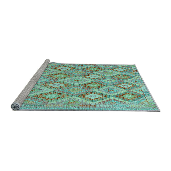 Sideview of Machine Washable Southwestern Light Blue Country Rug, wshcon2239lblu