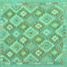 Square Southwestern Turquoise Country Rug, con2239turq