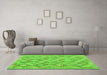 Machine Washable Southwestern Green Country Area Rugs in a Living Room,, wshcon2239grn