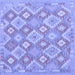 Square Machine Washable Southwestern Blue Country Rug, wshcon2239blu