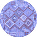 Round Abstract Blue Contemporary Rug, con2240blu