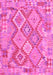 Machine Washable Abstract Pink Contemporary Rug, wshcon2240pnk