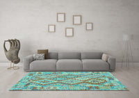 Machine Washable Abstract Light Blue Contemporary Rug, wshcon2240lblu