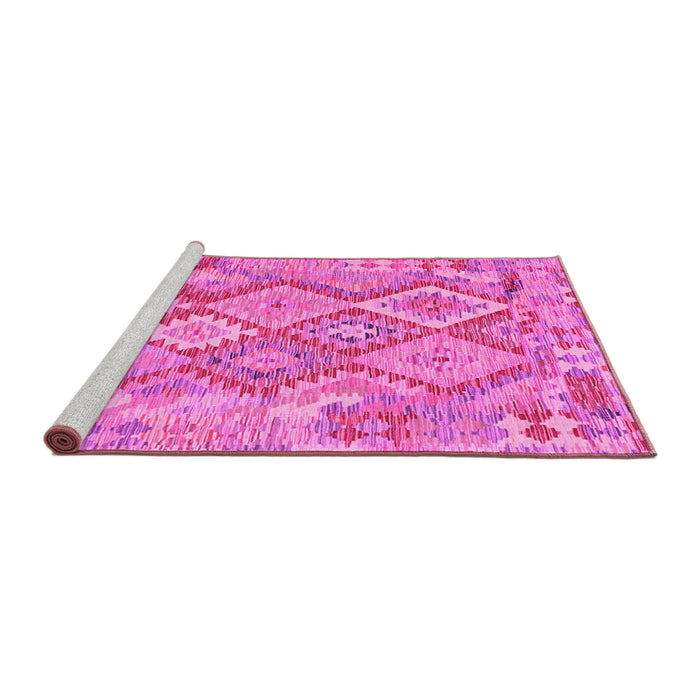 Sideview of Machine Washable Abstract Pink Contemporary Rug, wshcon2240pnk