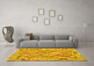 Machine Washable Abstract Yellow Contemporary Rug in a Living Room, wshcon2240yw