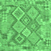 Square Machine Washable Abstract Emerald Green Contemporary Area Rugs, wshcon2240emgrn