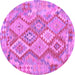 Round Machine Washable Abstract Purple Contemporary Area Rugs, wshcon2240pur