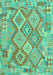 Machine Washable Abstract Turquoise Contemporary Area Rugs, wshcon2240turq