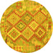 Round Abstract Yellow Contemporary Rug, con2240yw