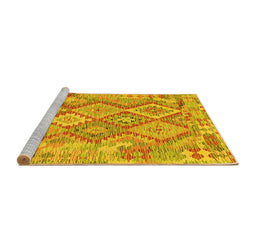 Sideview of Machine Washable Abstract Yellow Contemporary Rug, wshcon2240yw
