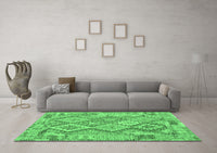 Machine Washable Abstract Emerald Green Contemporary Rug, wshcon2240emgrn