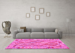 Machine Washable Abstract Pink Contemporary Rug in a Living Room, wshcon2240pnk
