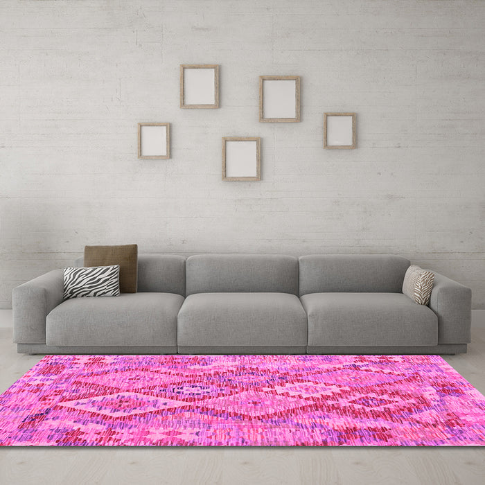 Machine Washable Abstract Pink Contemporary Rug in a Living Room, wshcon2240pnk