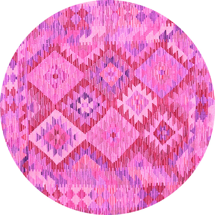 Round Abstract Pink Contemporary Rug, con2240pnk