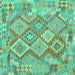 Square Machine Washable Abstract Turquoise Contemporary Area Rugs, wshcon2240turq