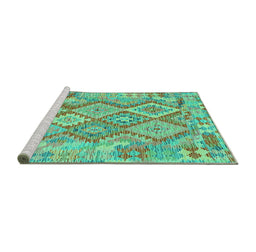Sideview of Machine Washable Abstract Turquoise Contemporary Area Rugs, wshcon2240turq