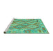 Sideview of Machine Washable Abstract Turquoise Contemporary Area Rugs, wshcon2240turq