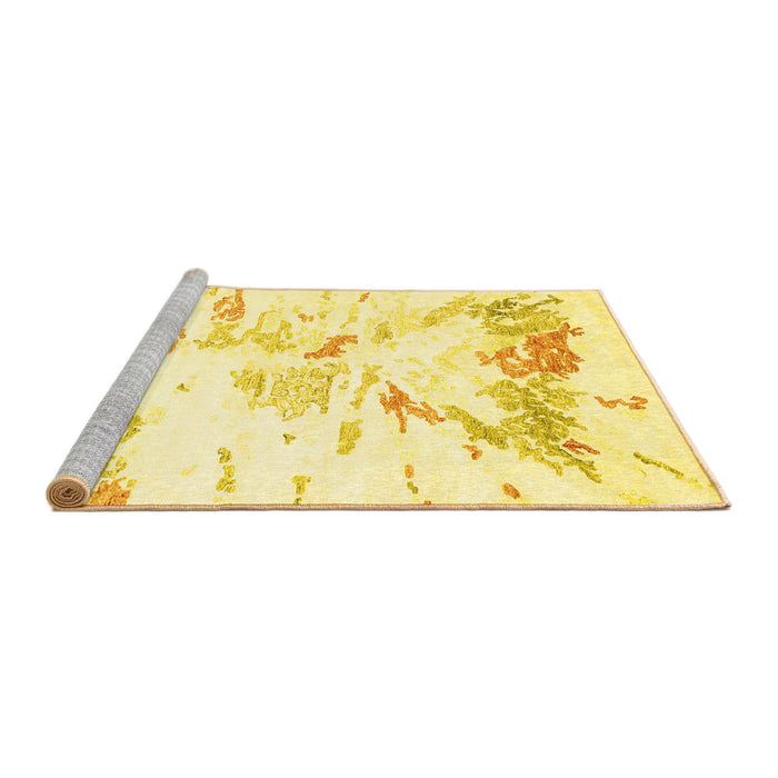 Sideview of Machine Washable Solid Yellow Modern Rug, wshcon2241yw