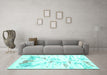 Machine Washable Solid Turquoise Modern Area Rugs in a Living Room,, wshcon2241turq