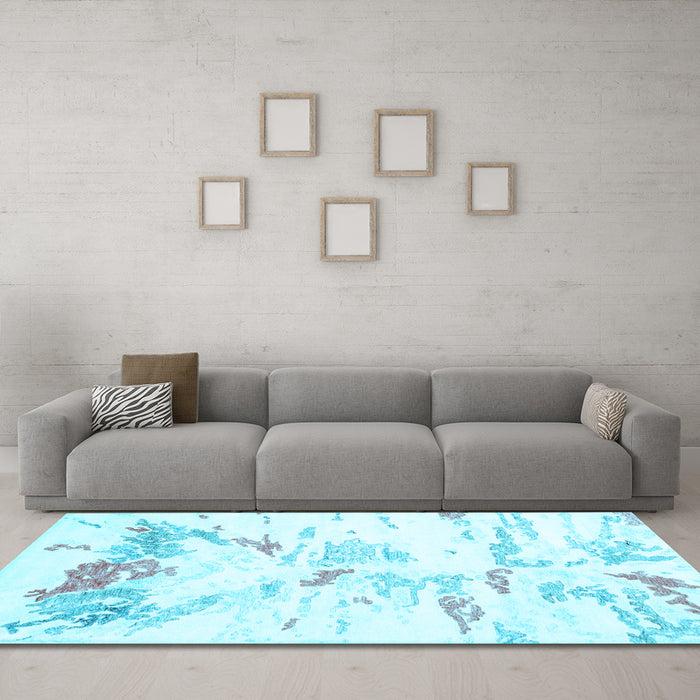 Machine Washable Solid Light Blue Modern Rug in a Living Room, wshcon2241lblu