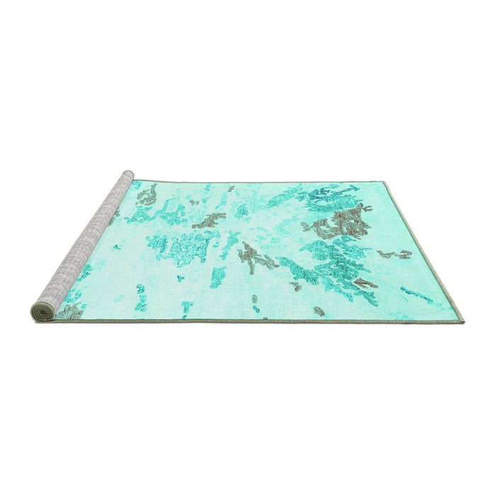 Sideview of Machine Washable Solid Turquoise Modern Area Rugs, wshcon2241turq