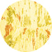 Round Solid Yellow Modern Rug, con2241yw