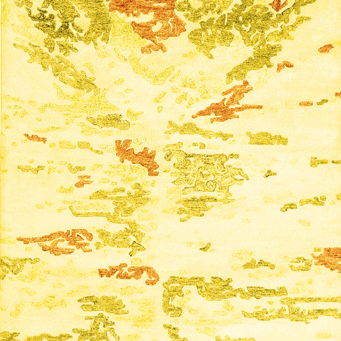 Machine Washable Solid Yellow Modern Rug, wshcon2241yw