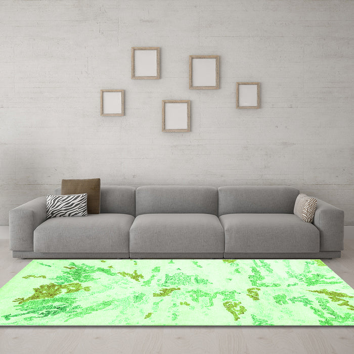 Machine Washable Solid Green Modern Area Rugs in a Living Room,, wshcon2241grn