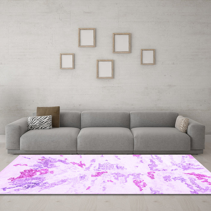 Machine Washable Solid Purple Modern Area Rugs in a Living Room, wshcon2241pur