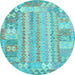 Round Southwestern Light Blue Country Rug, con2242lblu