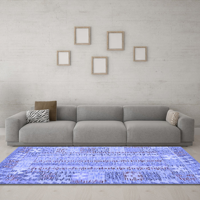 Machine Washable Southwestern Blue Country Rug in a Living Room, wshcon2242blu
