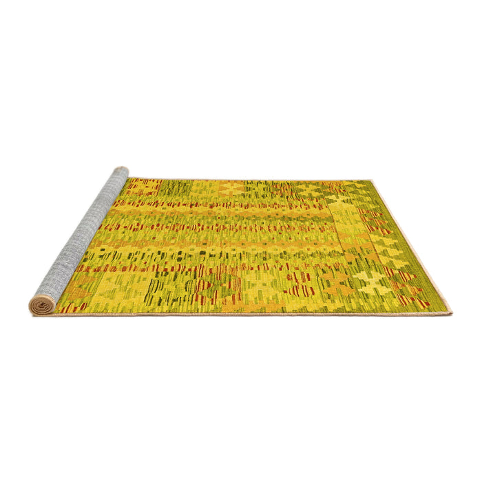Sideview of Machine Washable Southwestern Yellow Country Rug, wshcon2242yw