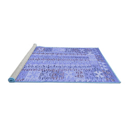 Sideview of Machine Washable Southwestern Blue Country Rug, wshcon2242blu