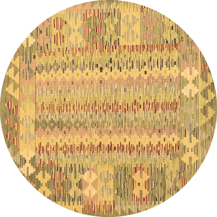 Round Machine Washable Southwestern Brown Country Rug, wshcon2242brn