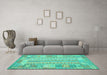 Machine Washable Southwestern Turquoise Country Area Rugs in a Living Room,, wshcon2242turq